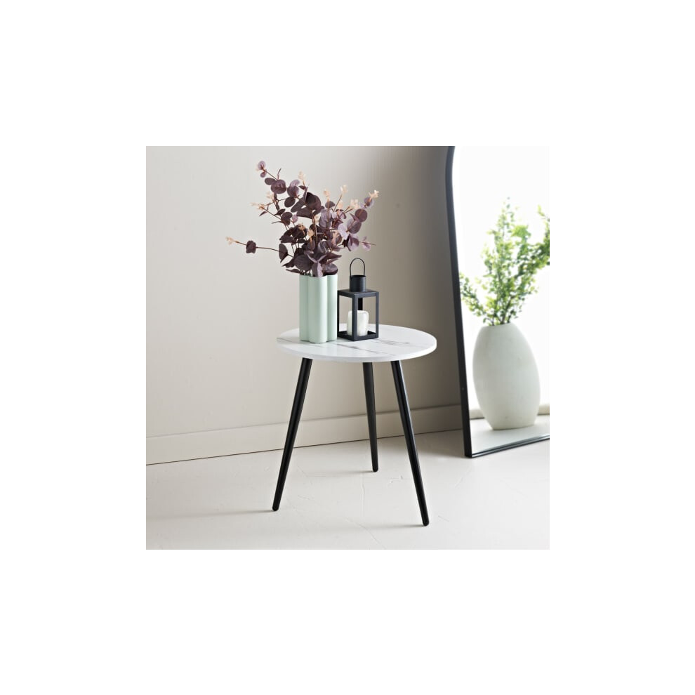 Simply Marble Side Table Ideal For Resting Drinks on- White