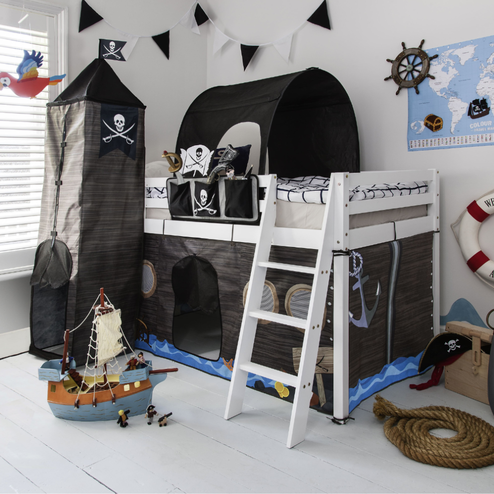 Moro Cabin Bed with Pirate Hideaway Package in Classic White