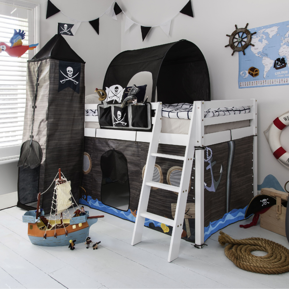 Noa And Nani Moro Cabin Bed With Pirate Hideaway Package In Classic White