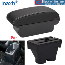 (C3 Black white NOUSB) For Peugeot 208 Armrest Box Storage box Car accessories Retrofit parts Interior details Auto Holder Ashtray 2012-2018 Vehicle Decor Accessory Sets