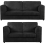 (Black, 3 & 2 Seater Set) Luxor Fullback Cord Sofa Set Range 1