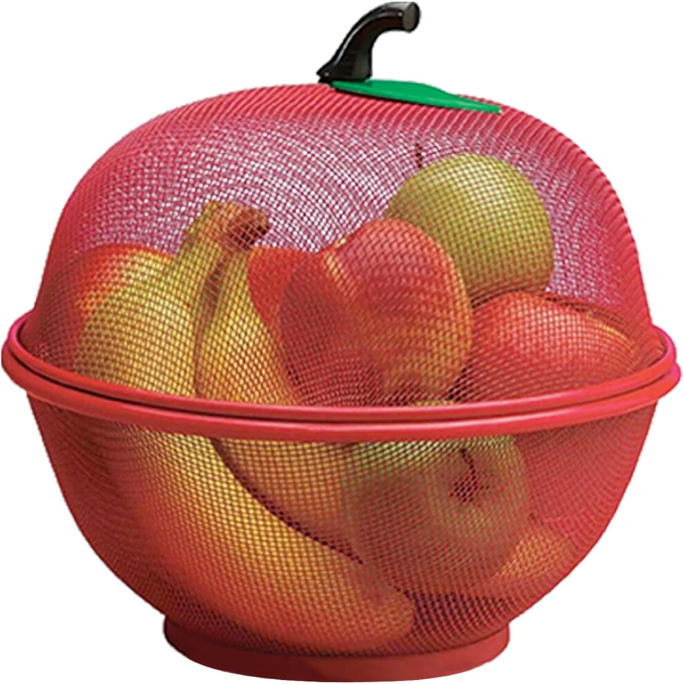 Fruits Bowl Basket Apple Shape Mesh with lid Tabletop Vegetable Holder