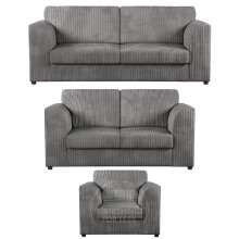 (Grey, 3 & 2 Seater + Armchair) Luxor Fullback Cord Sofa Set Range