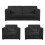 (Black, 3 Seater + 2 x Armchairs) Luxor Fullback Cord Sofa Set Range 1