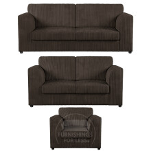 (Chocolate, 3 & 2 Seater + Armchair) Luxor Fullback Cord Sofa Set Range