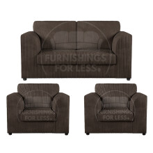 (Chocolate, 2 Seater + 2 x Armchairs) Luxor Fullback Cord Sofa Set Range