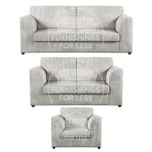 (Silver, 3 & 2 Seater + Armchair) Luxor Fullback Cord Sofa Set Range