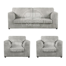 (Silver, 3 Seater + 2 x Armchairs) Luxor Fullback Cord Sofa Set Range