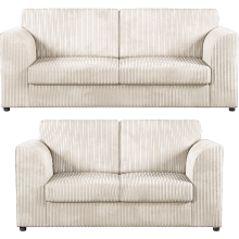 (Cream, 3 & 2 Seater Set) Luxor Fullback Cord Sofa Set Range