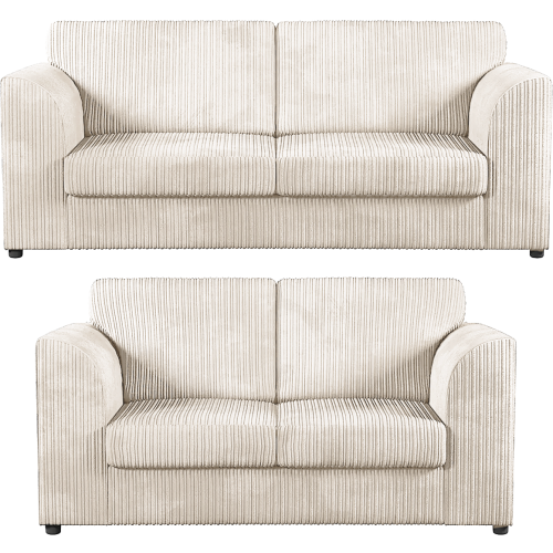 (Cream, 3 & 2 Seater Set) Luxor Fullback Cord Sofa Set Range