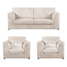 (Cream, 3 Seater + 2 x Armchairs) Luxor Fullback Cord Sofa Set Range
