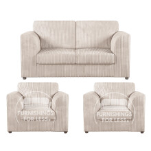 (Cream, 2 Seater + 2 x Armchairs) Luxor Fullback Cord Sofa Set Range
