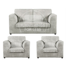 (Silver, 2 Seater + 2 x Armchairs) Luxor Fullback Cord Sofa Set Range