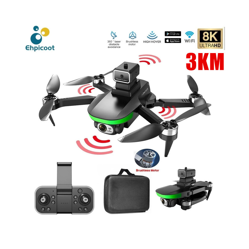 (Double 6K) Professional S5S Mini Drone 8K Dual Camera Obstacle Avoidance Optical Flow Brushless Motor Fly 3KM RC Dron Foldable Quadcopter