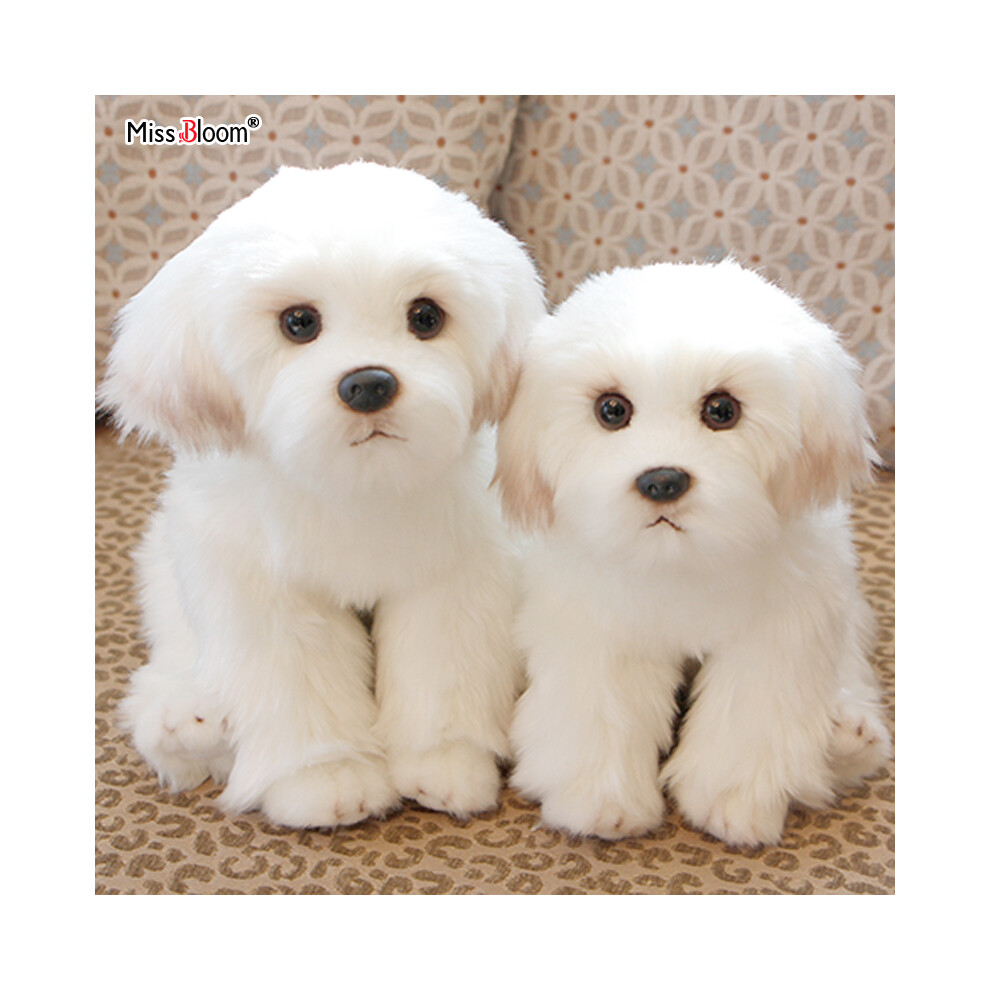 (L size (1 piece)) Maltese Stuffed Dog Dolls Plush Toy Cute Simulation Pets Fluffy Baby Birthday Gifts Christmas Children Malzis Puppy DropshippingStu