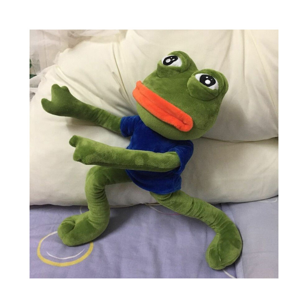 (Blue) 45cm Sad Frog Plush Toy Soft Stuffed  Magic Expression Pepe The Sad Frog Animal Plush Doll Birthday GIfts For Girls BoysStuffed Animals