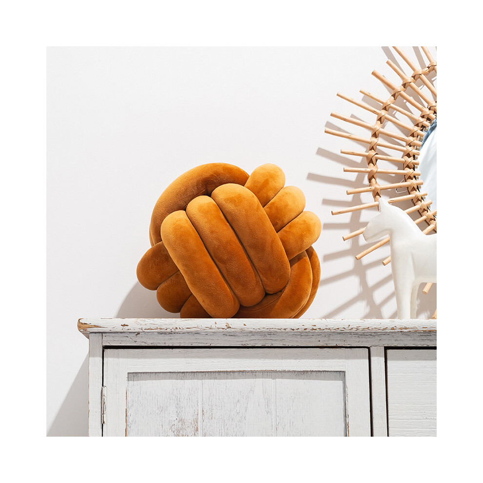 (28Cm, Knot Caramel) Inyahome Soft Knot Ball S Round Throw Cushion Kids Home Decoration Plush Throw Knotted Handmadestuffed Animals Maxpower