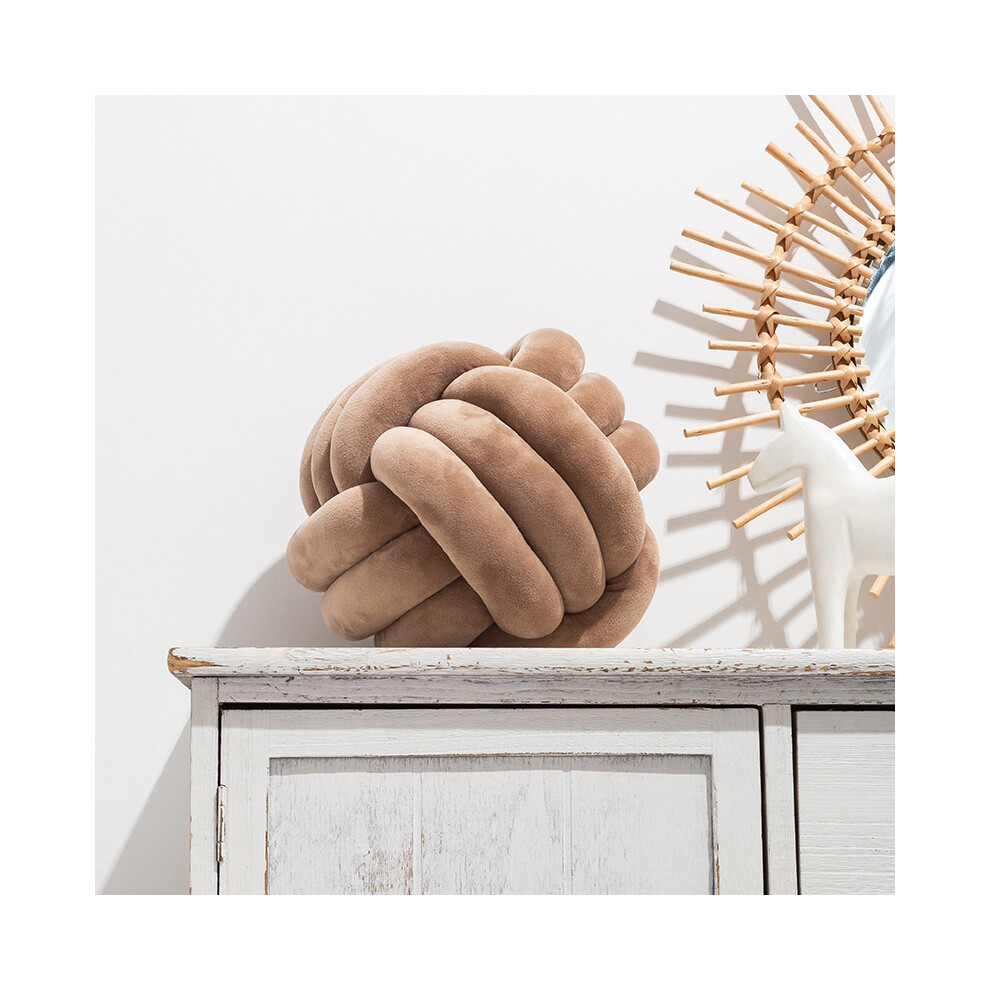 (28Cm, Knot Coffee) Inyahome Soft Knot Ball S Round Throw Cushion Kids Home Decoration Plush Throw Knotted Handmadestuffed Animals Maxpower