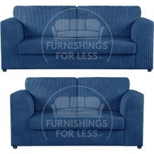 (Marine Blue, 3 & 2 Seater Set) Luxor Fullback Cord Sofa Set Range