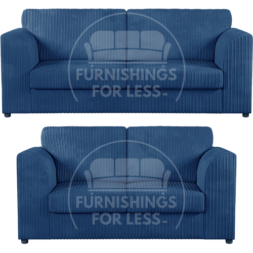 (Marine Blue, 3 & 2 Seater Set) Luxor Fullback Cord Sofa Set Range