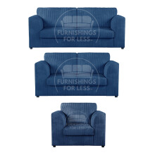 (Marine Blue, 3 & 2 Seater + Armchair) Luxor Fullback Cord Sofa Set Range