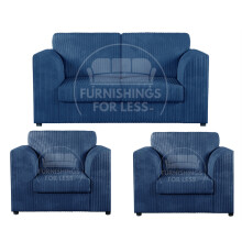 (Marine Blue, 2 Seater + 2 x Armchairs) Luxor Fullback Cord Sofa Set Range