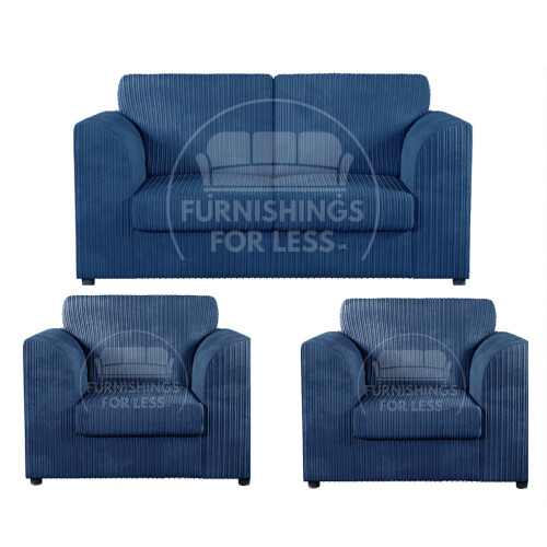 (Marine Blue, 2 Seater + 2 x Armchairs) Luxor Fullback Cord Sofa Set Range
