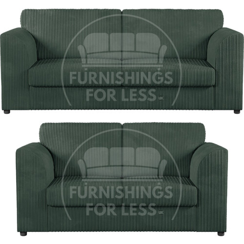 (Green, 3 & 2 Seater Set) Luxor Fullback Cord Sofa Set Range