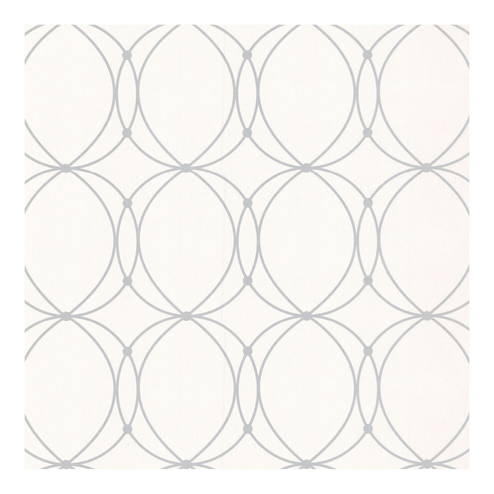 Sublime Darcy Large scale Pearl and Silver Geometric Wallpaper