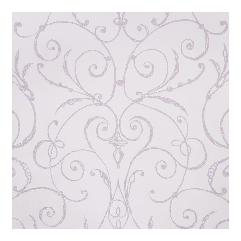 Superfresco Easy Spun Silk Metallic Grey and Silver Damask Wallpaper