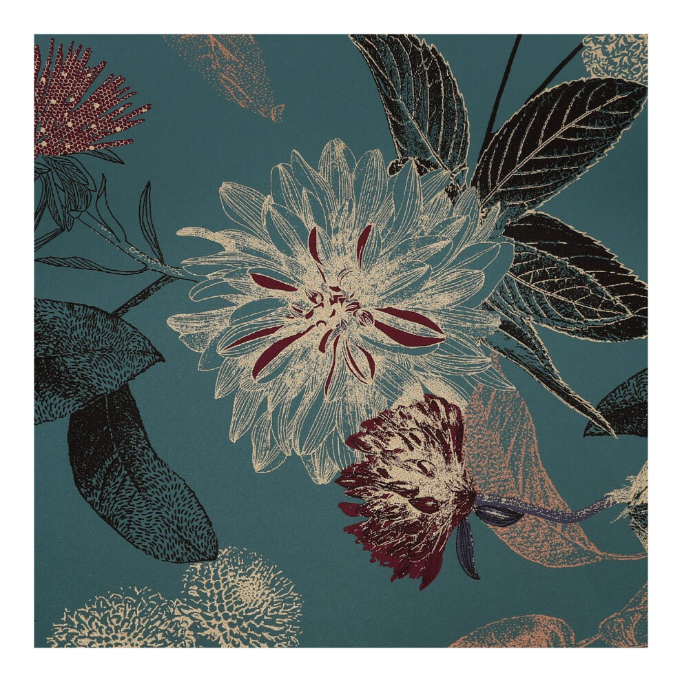 Boutique Zar Large Scale Flowers Teal Floral Wallpaper (WAS 23.99)