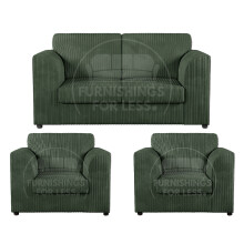 (Green, 2 Seater + 2 x Armchairs) Luxor Fullback Cord Sofa Set Range