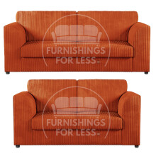 (Orange, 3 & 2 Seater Set) Luxor Fullback Cord Sofa Set Range