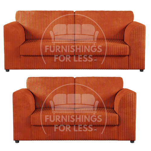 (Orange, 3 & 2 Seater Set) Luxor Fullback Cord Sofa Set Range