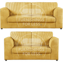 (Mustard, 3 & 2 Seater Set) Luxor Fullback Cord Sofa Set Range