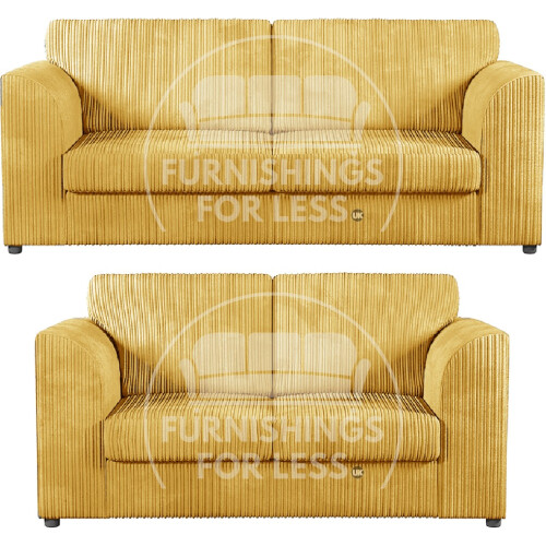 (Mustard, 3 & 2 Seater Set) Luxor Fullback Cord Sofa Set Range
