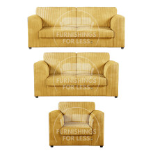 (Mustard, 3 & 2 Seater + Armchair) Luxor Fullback Cord Sofa Set Range