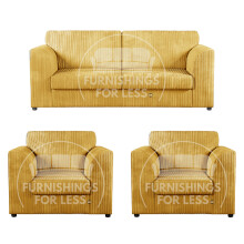 (Mustard, 3 Seater + 2 x Armchairs) Luxor Fullback Cord Sofa Set Range