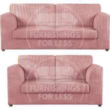 (Pink, 3 & 2 Seater Set) Luxor Fullback Cord Sofa Set Range
