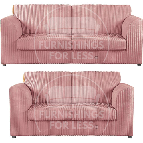 (Pink, 3 & 2 Seater Set) Luxor Fullback Cord Sofa Set Range