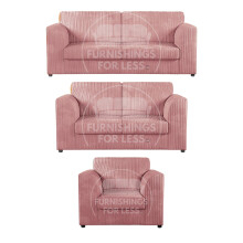 (Pink, 3 & 2 Seater + Armchair) Luxor Fullback Cord Sofa Set Range