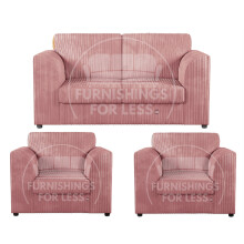 (Pink, 2 Seater + 2 x Armchairs) Luxor Fullback Cord Sofa Set Range