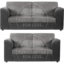 (Black & Grey, 3 & 2 Seater Set) Luxor Fullback Cord Sofa Set Range