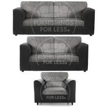 (Black & Grey, 3 & 2 Seater + Armchair) Luxor Fullback Cord Sofa Set Range