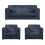 (Navy Blue, 3 Seater + 2 x Armchairs) Luxor Fullback Cord Sofa Set Range 1