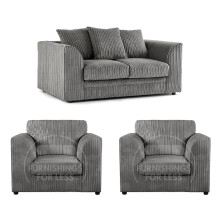 (Grey, 2 Seater + 2 x Armchair) Luxor Scatter Back Cord Sofa Set Range