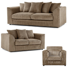 (Coffee, 3 & 2 Seater + Armchair) Luxor Scatter Back Cord Sofa Set Range