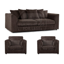 (Chocolate, 3 Seater + 2 x Armchair) Luxor Scatter Back Cord Sofa Set Range