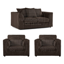 (Chocolate, 2 Seater + 2 x Armchair) Luxor Scatter Back Cord Sofa Set Range