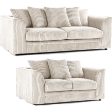 (Cream, 3 & 2 Seater Set) Luxor Scatter Back Cord Sofa Set Range